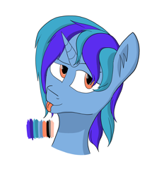 Size: 2500x3000 | Tagged: safe, artist:knightngame, imported from derpibooru, oc, pony, unicorn, bust, looking at you, mlem, silly, solo, tongue out