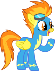 Size: 2159x2777 | Tagged: safe, artist:freak0uo, imported from derpibooru, spitfire, pegasus, pony, .svg available, clothes, female, folded wings, full body, high res, mare, open mouth, open smile, orange eyes, raised hoof, show accurate, simple background, smiling, solo, standing, tail, transparent background, two toned mane, two toned tail, uniform, vector, wings, wonderbolts uniform