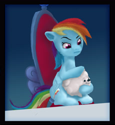 Size: 4410x4800 | Tagged: safe, artist:torpy-ponius, imported from derpibooru, rainbow dash, dog, pomeranian, pony, cloudpuff, flying pomeranian, g5, luna petting goose, my little pony: a new generation, painting, photoshop, sitting, winged dog