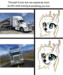 Size: 685x806 | Tagged: safe, artist:zebra, oc, oc only, oc:roadkill, deer, happy, meme, open mouth, solo, this will end in death, truck