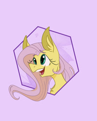 Size: 1280x1600 | Tagged: safe, artist:randomhamster33, imported from derpibooru, fluttershy, pegasus, pony, bust, ear fluff, open mouth, open smile, pink background, simple background, smiling, solo