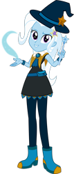 Size: 1484x3457 | Tagged: safe, artist:sketchmcreations, imported from derpibooru, trixie, equestria girls, clothes, costume, dokapon kingdom, dress, female, hat, leggings, looking at you, magic, simple background, sleeveless, smiling, solo, transparent background, vector, wand, witch, witch hat