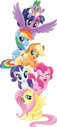 Size: 370x819 | Tagged: artist needed, source needed, safe, anonymous artist, imported from derpibooru, applejack, fluttershy, pinkie pie, rainbow dash, rarity, spike, twilight sparkle, alicorn, dragon, earth pony, pegasus, pony, unicorn, my little pony: the movie, applejack's hat, cowboy hat, g4, glowing, glowing horn, hat, horn, mane seven, mane six, official, simple background, spread wings, stock vector, transparent background, twilight sparkle (alicorn), vector, wings