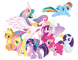 Size: 1017x785 | Tagged: source needed, safe, anonymous artist, imported from derpibooru, applejack, fluttershy, pinkie pie, princess cadance, princess celestia, rainbow dash, rarity, twilight sparkle, alicorn, dragon, earth pony, pegasus, pony, unicorn, a canterlot wedding, my little pony: the movie, season 2, applejack's hat, clothes, cowboy hat, crown, dress, female, flying, g4, hat, horn, jewelry, looking at you, mane six, mare, marriage, official, open mouth, open smile, rearing, regalia, simple background, smiling, smiling at you, spread wings, stock vector, transparent background, unicorn twilight, vector, wall of tags, wedding, wedding dress, wedding veil, wings