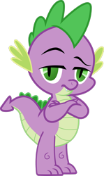 Size: 1892x3168 | Tagged: safe, artist:freak0uo, imported from derpibooru, spike, dragon, season 4, simple ways, breaking the fourth wall, crossed arms, looking at you, male, raised eyebrow, simple background, solo, transparent background, vector