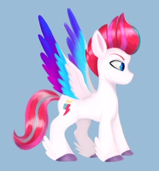 Size: 1022x1096 | Tagged: safe, artist:iron curtain, imported from derpibooru, zipp storm, pegasus, pony, feathered fetlocks, g5, my little pony: a new generation, smiling, solo, spread wings, wings