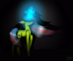 Size: 2674x2243 | Tagged: safe, artist:maneblue, imported from derpibooru, oc, oc only, pony, unicorn, female, glowing, glowing horn, horn, mare, signature, solo, unicorn oc