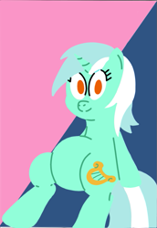 Size: 555x806 | Tagged: safe, artist:realgero, imported from derpibooru, lyra heartstrings, pony, unicorn, belly, big belly, fat, female, lard-ra heartstrings, looking at you, mare, meme, sitting, sitting lyra, smiling, solo