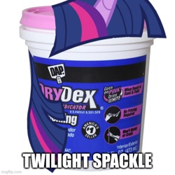 Size: 500x500 | Tagged: safe, imported from derpibooru, twilight sparkle, alicorn, animate object, glimenade is a mess, hairpin, imgflip, meme, pun, shitposting, twilight spackle