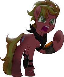 Size: 6342x7543 | Tagged: safe, artist:lincolnbrewsterfan, imported from derpibooru, oc, oc only, oc:fire brander, pony, unicorn, fallout equestria, my little pony: the movie, .svg available, absurd resolution, angry, bandana, clothes, colored pupils, cute, cute little fangs, fangs, full body, gun, handgun, heart, highlights, holster, hoof heart, hooves, horn, inkscape, logo, looking at you, lore in description, madorable, male, mane, movie accurate, open mouth, owner, pipbuck, pipbuck 3000, pistol, ponified, raider, raised hoof, revolution, revolutionist, revolver, scarf, shading, simple background, slit pupils, solo, stallion, stallion oc, standing, straps, striped mane, striped tail, svg, tail, transparent background, two toned mane, two toned tail, underhoof, unicorn oc, vector, wall of tags, weapon, yelling