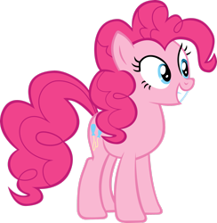 Size: 2421x2478 | Tagged: safe, artist:freak0uo, imported from derpibooru, pinkie pie, earth pony, pony, .svg available, blue eyes, female, full body, grin, high res, hooves, mare, pink mane, pink tail, simple background, smiling, solo, standing, tail, transparent background, vector