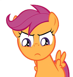 Size: 1146x1200 | Tagged: safe, artist:jan, edit, edited screencap, imported from derpibooru, screencap, scootaloo, pegasus, pony, ask the crusaders, background removed, female, filly, foal, not a vector, scootaloo is not amused, simple background, solo, transparent background, unamused