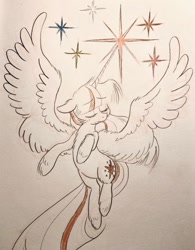 Size: 640x820 | Tagged: safe, artist:kluzart, imported from derpibooru, twilight sparkle, alicorn, pony, sad, solo, spread wings, traditional art, twilight sparkle (alicorn), wings