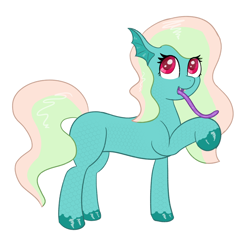 Size: 2152x2084 | Tagged: safe, artist:eyeburn, imported from derpibooru, oc, oc only, oc:alana, kelpie, fangs, high res, long tongue, simple background, solo, tongue out, transparent background