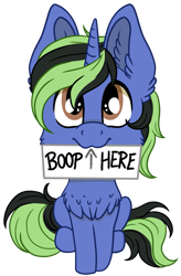 Size: 723x1105 | Tagged: safe, artist:julunis14, imported from derpibooru, oc, oc only, oc:pipa, pony, unicorn, derpibooru community collaboration, 2022 community collab, boop request, bronybait, chest fluff, commission, ear fluff, fluffy, looking at you, male, mouth hold, sign, simple background, solo, stallion, transparent background
