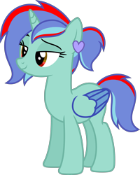 Size: 4034x5041 | Tagged: safe, artist:melodiousmarci, imported from derpibooru, oc, oc:omega beats, alicorn, derpibooru community collaboration, 2022 community collab, ear piercing, earring, jewelry, piercing, simple background, smug, solo, standing, transparent background, vector
