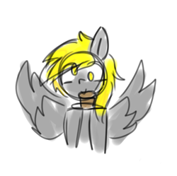 Size: 1014x1008 | Tagged: safe, artist:seylan, imported from derpibooru, derpy hooves, pegasus, pony, digital art, food, muffin, sketch, solo