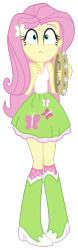 Size: 1280x4112 | Tagged: safe, artist:rupahrusyaidi, imported from derpibooru, fluttershy, equestria girls, rainbow rocks, bare shoulders, boots, clothes, high heel boots, musical instrument, pigeon toed, shoes, simple background, sleeveless, solo, tambourine, tanktop, transparent background, vector