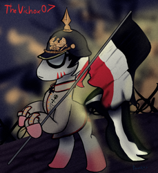 Size: 1110x1212 | Tagged: safe, artist:pawker, imported from derpibooru, oc, oc:thevichox07, earth pony, clothes, commission, german, german empire, germany, helmet, male, soldier pony, solo, standing, swamp cinema, uniform, war, world war i