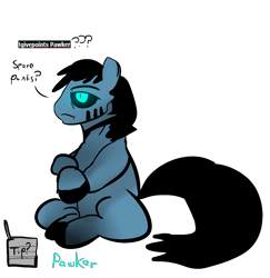 Size: 1326x1364 | Tagged: safe, artist:pawker, imported from derpibooru, oc, oc only, oc:pawker, earth pony, homeless, joke, points, simple background, solo, swamp cinema, transparent background