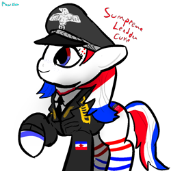 Size: 1000x1000 | Tagged: safe, artist:pawker, imported from derpibooru, oc, oc only, oc:sumpreme leader coke, earth pony, clothes, commission, female, simple background, solo, swamp cinema, transparent background, uniform, world war ii, yugoslavia