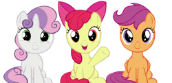 Size: 1280x621 | Tagged: safe, artist:twilyisbestpone, edit, edited screencap, imported from derpibooru, screencap, apple bloom, scootaloo, sweetie belle, earth pony, pegasus, pony, unicorn, season 9, the big mac question, spoiler:s09, adorabloom, apple bloom's bow, background removed, bow, cute, cutealoo, cutie mark crusaders, diasweetes, female, filly, foal, green eyes, hair bow, horn, looking at you, open mouth, open smile, orange eyes, purple eyes, red mane, red tail, simple background, sitting, smiling, tail, transparent background, trio, two toned mane, two toned tail