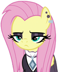 Size: 714x879 | Tagged: safe, artist:twilyisbestpone, edit, edited screencap, imported from derpibooru, screencap, fluttershy, pegasus, pony, fake it 'til you make it, season 8, background removed, eyeshadow, female, fluttergoth, fluttershy is not amused, makeup, simple background, solo, transparent background, unamused