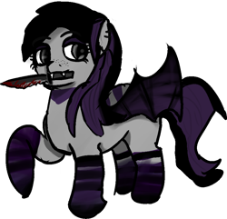 Size: 862x831 | Tagged: safe, artist:pawker, imported from derpibooru, oc, oc:pink, bat pony, undead, vampire, vampony, bat wings, blood, clothes, commission, knife, socks, swamp cinema, wings