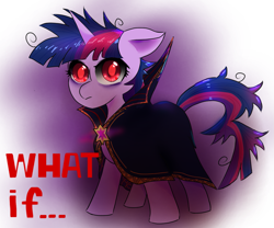 Size: 1197x996 | Tagged: safe, artist:p+e-n, imported from derpibooru, twilight sparkle, alicorn, pony, cape, clothes, doctor strange, looking at you, marvel, marvel cinematic universe, messy mane, messy tail, solo, strange supreme, tail, twilight sparkle (alicorn), what if