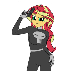 Size: 768x768 | Tagged: safe, artist:thatradhedgehog, imported from derpibooru, sunset shimmer, equestria girls, punisher, simple background, solo, transparent background