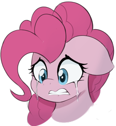 Size: 1566x1704 | Tagged: safe, artist:czu, imported from derpibooru, pinkie pie, earth pony, pony, crying, face, female, floppy ears, sad, simple background, solo, transparent background, when she doesn't smile