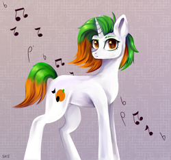 Size: 3200x3001 | Tagged: safe, artist:ske, imported from derpibooru, oc, oc only, pony, unicorn, high res, music notes, solo, trade