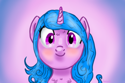 Size: 5400x3600 | Tagged: safe, artist:heavenheathen, imported from derpibooru, izzy moonbow, pony, unicorn, bust, g5, my little pony: a new generation, portrait, simple background, solo