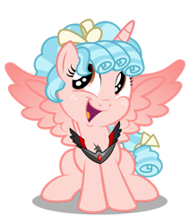 Size: 1280x1509 | Tagged: safe, artist:aleximusprime, imported from derpibooru, cozy glow, alicorn, pony, alicorn amulet, alicornified, cozybetes, cozycorn, crown, cute, female, filly, foal, freckles, front view, full body, horn, jewelry, open mouth, open smile, pure unfiltered evil, race swap, regalia, shadow, simple background, sitting, smiling, solo, spread wings, tail, transparent background, two toned mane, two toned tail, wings