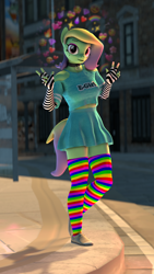 Size: 2160x3840 | Tagged: safe, artist:dangerousdpad, imported from derpibooru, oc, oc:green screen, anthro, pegasus, 3d, clothes, collar, e-girl, female, gloves, high res, rainbow socks, short shirt, skirt, socks, source filmmaker, stockings, striped socks, thigh highs