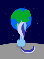 Size: 2150x2900 | Tagged: safe, artist:kanw, imported from derpibooru, minuette, pony, unicorn, cute, earth, high res, moon, sitting, solo, space