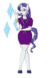 Size: 600x944 | Tagged: safe, artist:tiberius, imported from ponybooru, rarity, anthro, unicorn, breasts, clothes, cutie mark, dress, jewelry, necklace, necktie, pony ears, simple background, tail