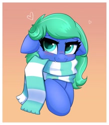 Size: 3353x3843 | Tagged: safe, artist:confetticakez, oc, oc only, earth pony, pony, blushing, clothes, scarf, simple background, smiling, white background