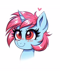 Size: 2734x3273 | Tagged: safe, artist:confetticakez, oc, oc only, pony, unicorn, blushing, heart, simple background, smiling, white background