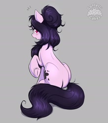 Size: 1782x2035 | Tagged: safe, artist:confetticakez, oc, oc only, earth pony, pony, looking back, open mouth, raised hoof, simple background, sitting, suprised look