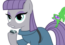 Size: 1026x720 | Tagged: safe, edit, edited screencap, imported from derpibooru, screencap, gummy, maud pie, alligator, earth pony, pony, maud pie (episode), season 4, background removed, not a vector, rock, simple background, transparent background