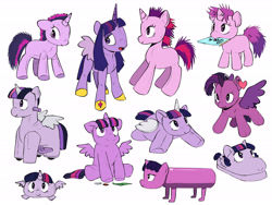 Size: 6000x4500 | Tagged: safe, artist:chub-wub, imported from derpibooru, twilight sparkle, alicorn, pony, unicorn, absurd resolution, alternate hairstyle, book, bootleg, chubbie, clothes, cursed, cursed image, dollar, female, heart, inanimate tf, mare, merchandise, money, multeity, penny, pillow pet, plushie, quarter, rocking horse, simple background, slippers, solo, sparkle sparkle sparkle, toy interpretation, transformation, twilight sparkle (alicorn), twilight sparkle plushie, twitem, unicorn twilight, wat, water bottle, white background