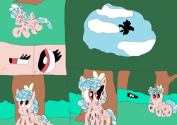 Size: 4712x3336 | Tagged: safe, artist:willtheraven1, imported from derpibooru, cozy glow, spike, dragon, pegasus, pony, a better ending for cozy, amnesia, blank flank, bruised, dream valley, female, filly, foal, forest, g4, lost, shadow, willverse, winged spike, wings