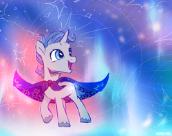 Size: 2012x1596 | Tagged: safe, artist:nancy-05, imported from derpibooru, star swirl the bearded, unicorn, blue eyes, foal, magic, male, solo, younger