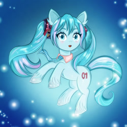 Size: 900x900 | Tagged: safe, artist:namieart, imported from derpibooru, kotobukiya, earth pony, pony, :o, anime, hatsune miku, headphones, kotobukiya hatsune miku pony, necktie, open mouth, ponified, solo, vocaloid
