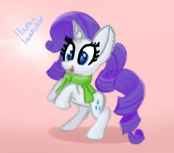 Size: 2500x2200 | Tagged: safe, artist:llamalauncher, imported from derpibooru, rarity, pony, unicorn, clothes, female, rearing, scarf, solo