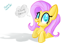 Size: 3840x2160 | Tagged: safe, artist:llamalauncher, imported from derpibooru, fluttershy, pegasus, pony, female, simple background, solo, thought bubble, white background