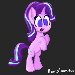 Size: 2160x2160 | Tagged: safe, artist:llamalauncher, imported from derpibooru, starlight glimmer, pony, unicorn, :p, bipedal, black background, cute, female, glimmerbetes, rearing, simple background, tongue out