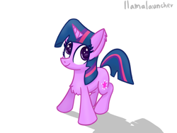 Size: 2160x1620 | Tagged: safe, artist:llamalauncher, imported from derpibooru, twilight sparkle, pony, unicorn, chest fluff, female, simple background, solo, unicorn twilight, white background