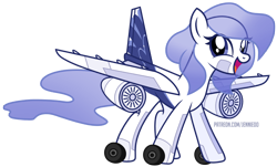 Size: 1200x725 | Tagged: safe, artist:jennieoo, imported from derpibooru, oc, oc:eq-p01z, oc:morning mist, original species, plane pony, pony, boeing 777, equestrian airlines, ge90, general electric, happy, jet engine, plane, ponified, show accurate, simple background, smiling, solo, transparent background, vector